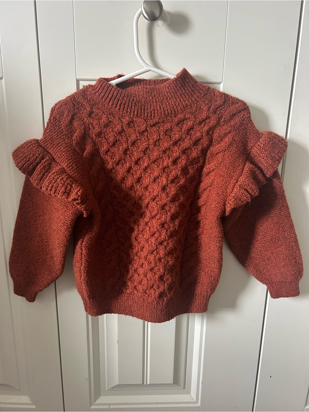 Old Navy Rust Cable-Knit Ruffle Sleeve Turtleneck Sweater